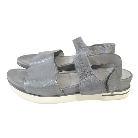 Eileen Fisher Somer Banded Sandals Slip On Slingback Metallic Silver Womens 8 - Picture 2 of 9